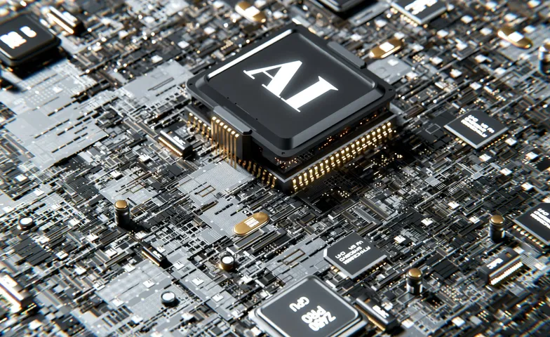 Close-up van een AI-chip op een printplaat