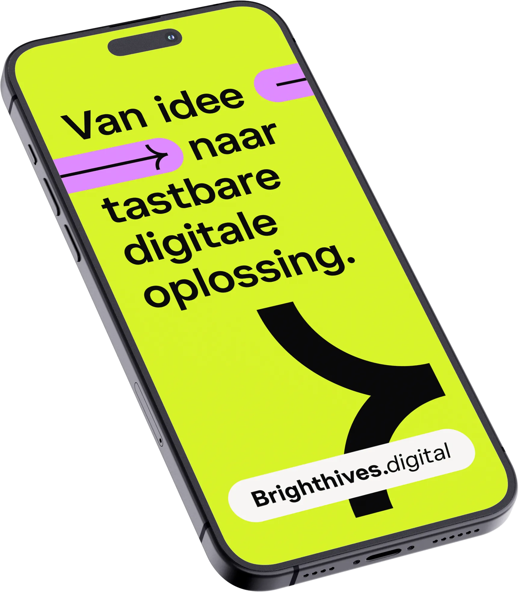 Voorbeeld van een Brighthives-app op een smartphone